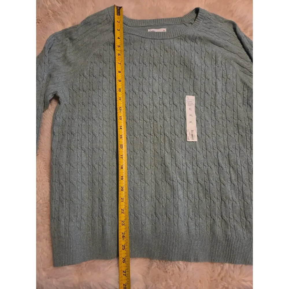 Croft & Barrow The Extra Soft Sweater Light Sage Cable Knit Women's XL New